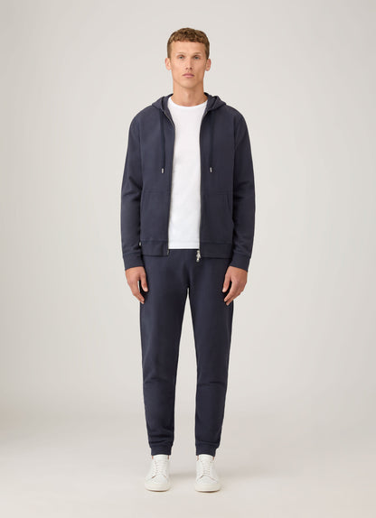 Mens Cotton Loopback Zip Hoody In Navy