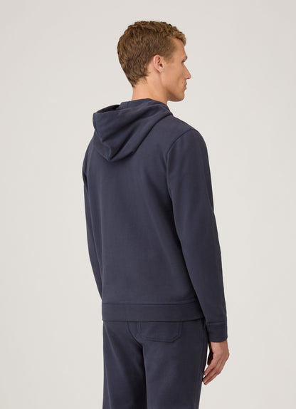 Mens Cotton Loopback Zip Hoody In Navy