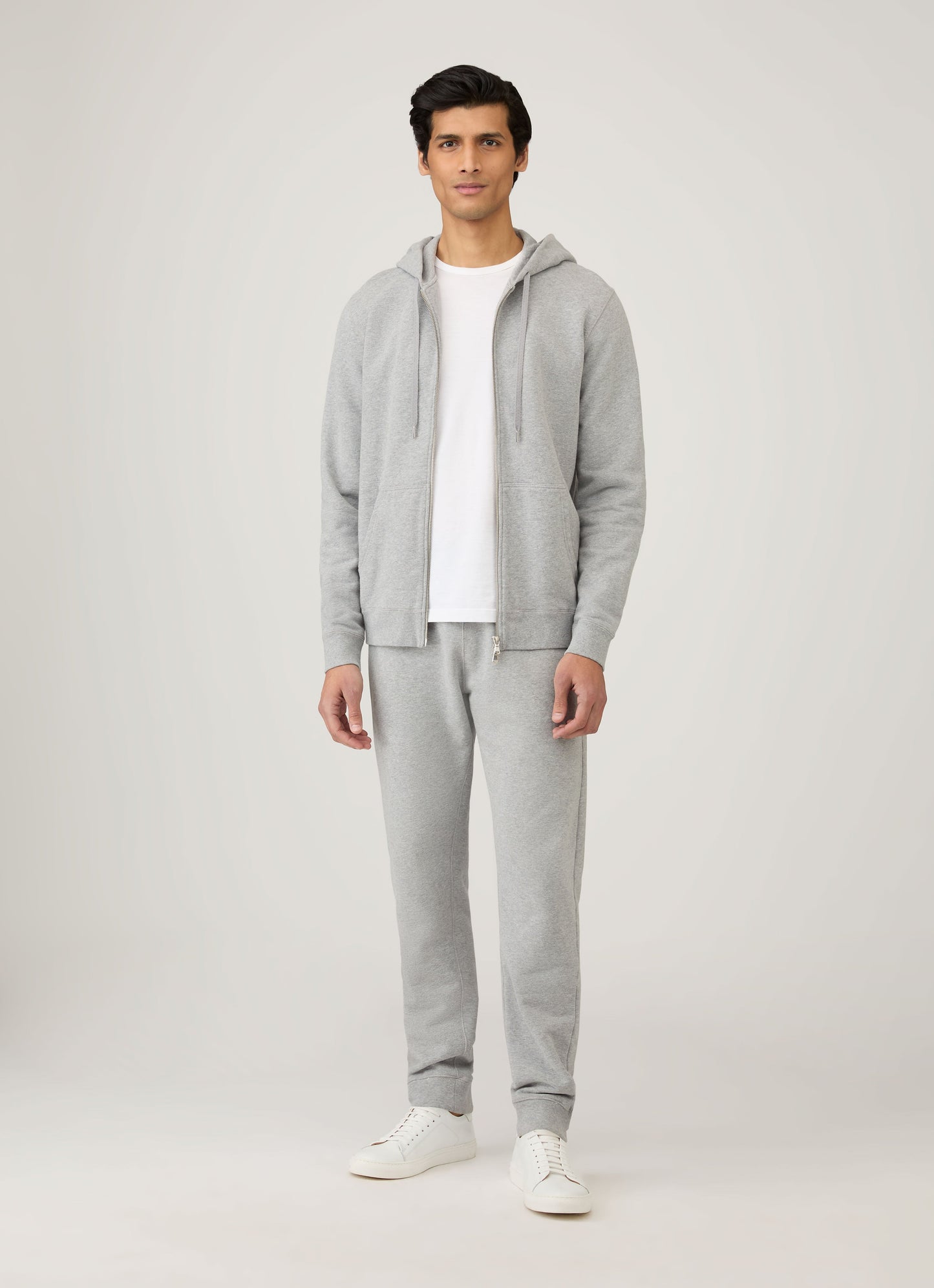 Mens Cotton Loopback Zip Hoody In Grey Melange Mhod1517