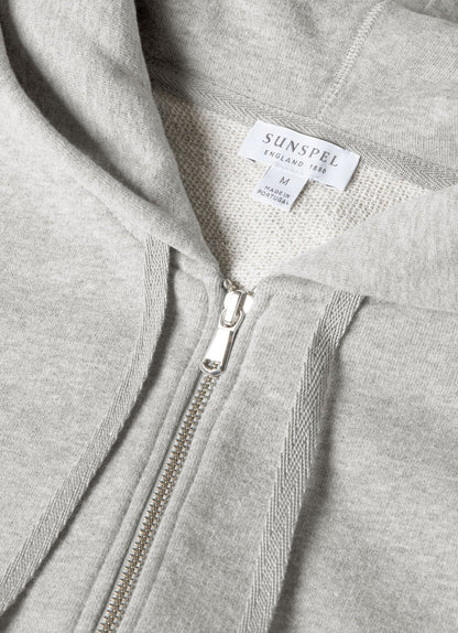 Mens Cotton Loopback Zip Hoody In Grey Melange Mhod1517
