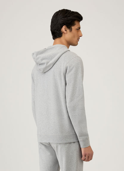 Mens Cotton Loopback Zip Hoody In Grey Melange Mhod1517