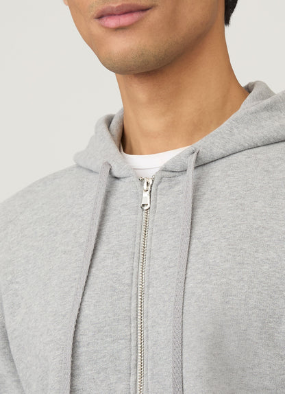 Mens Cotton Loopback Zip Hoody In Grey Melange Mhod1517
