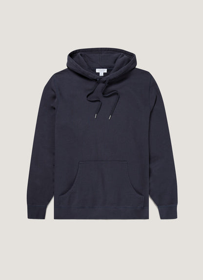 Mens Cotton Loopback Overhead Hoody In Navy