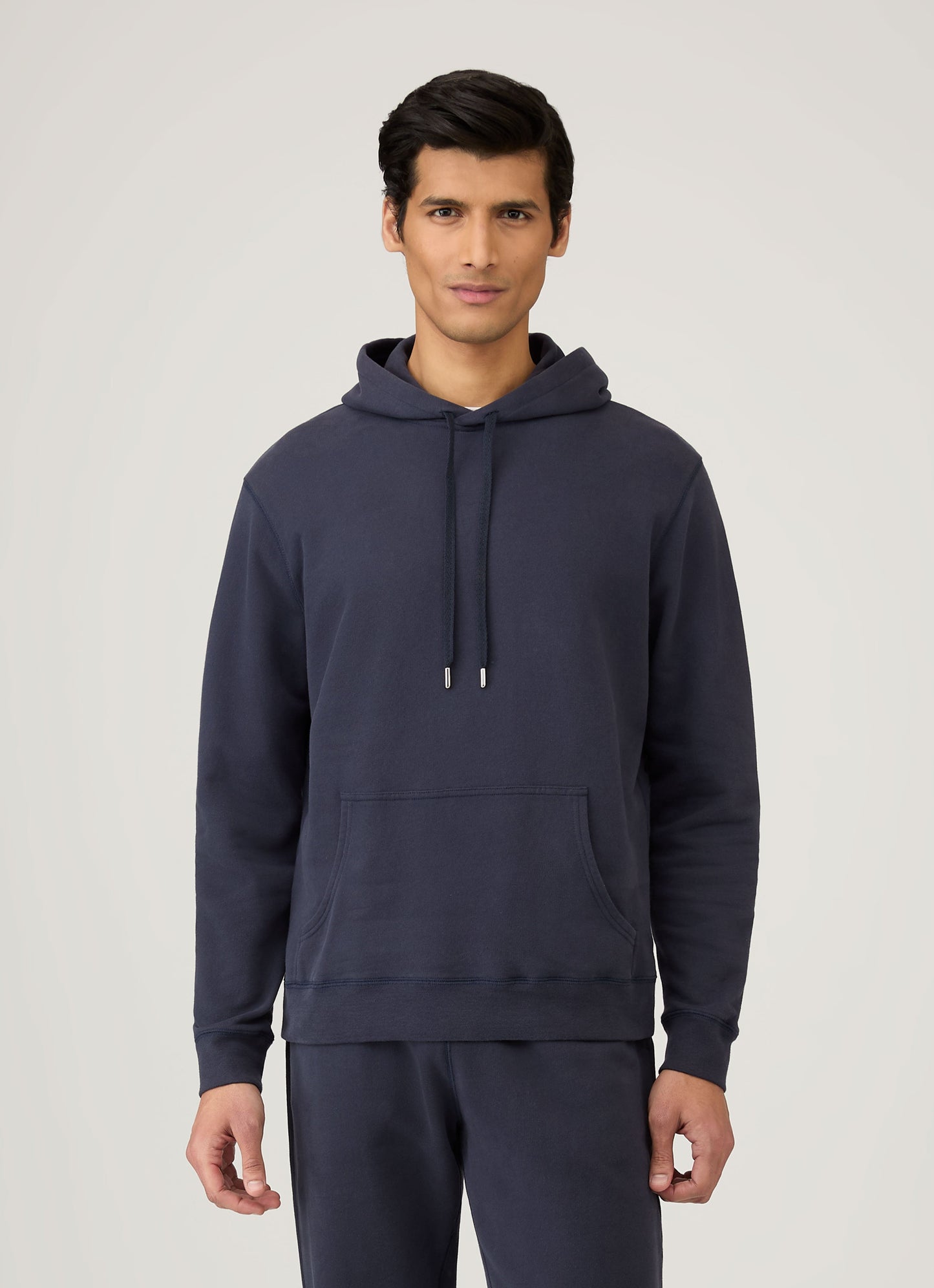 Mens Cotton Loopback Overhead Hoody In Navy