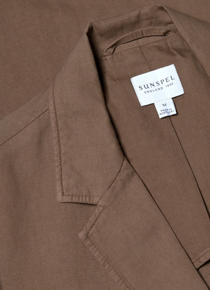 Mens Cotton Linen Unstructured Blazer In Dark Tan Mjac7185 Brdh