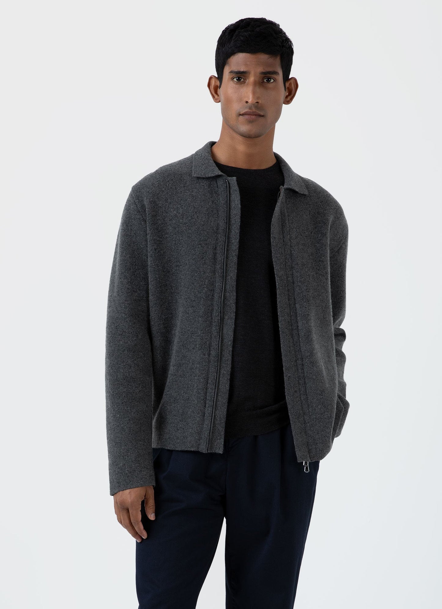 Mens Double Faced Jacket In Charcoal Melange Mjac7117 Gyad
