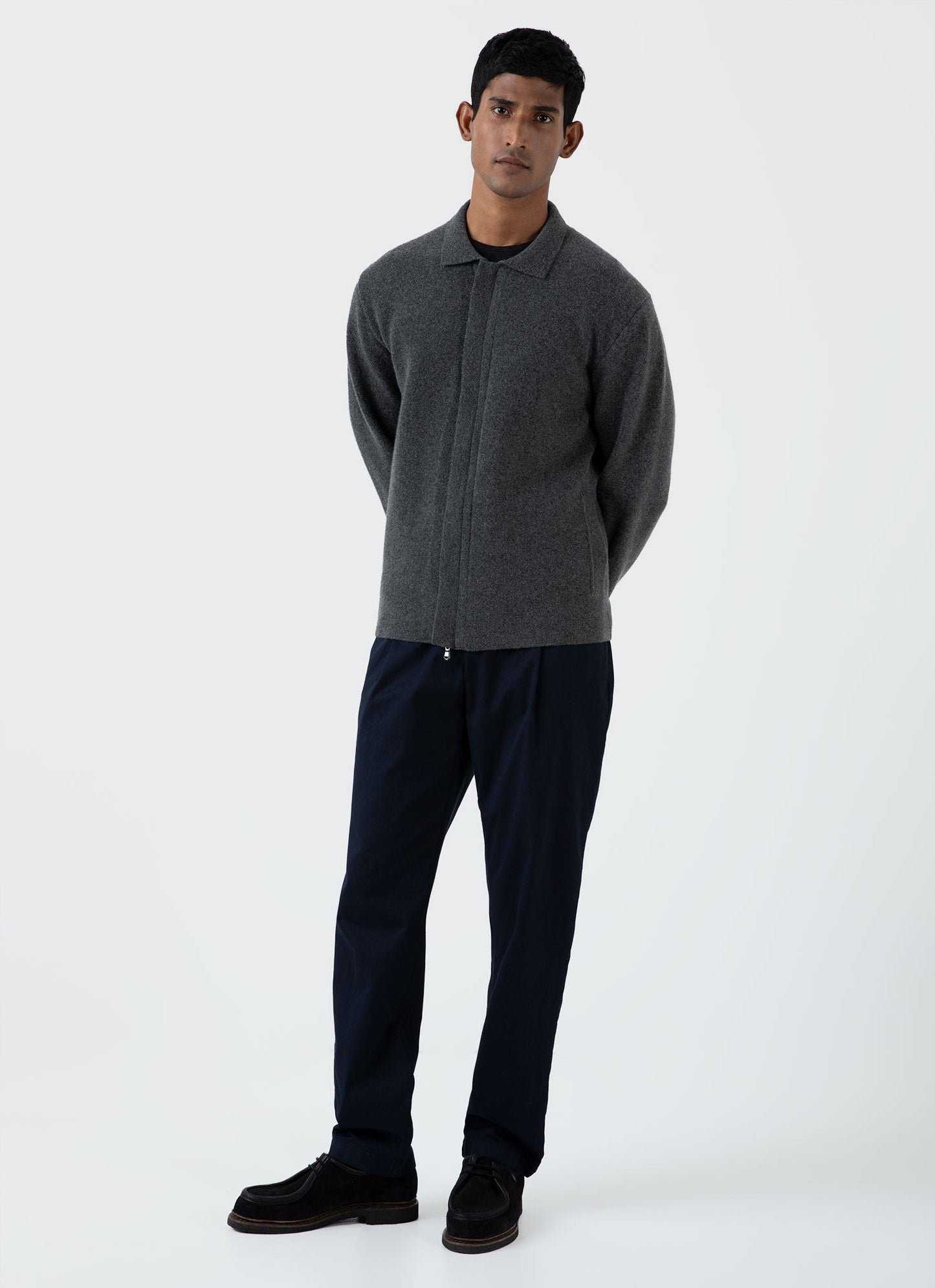 Mens Double Faced Jacket In Charcoal Melange Mjac7117 Gyad