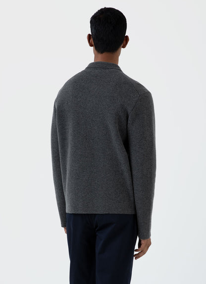 Mens Double Faced Jacket In Charcoal Melange Mjac7117 Gyad