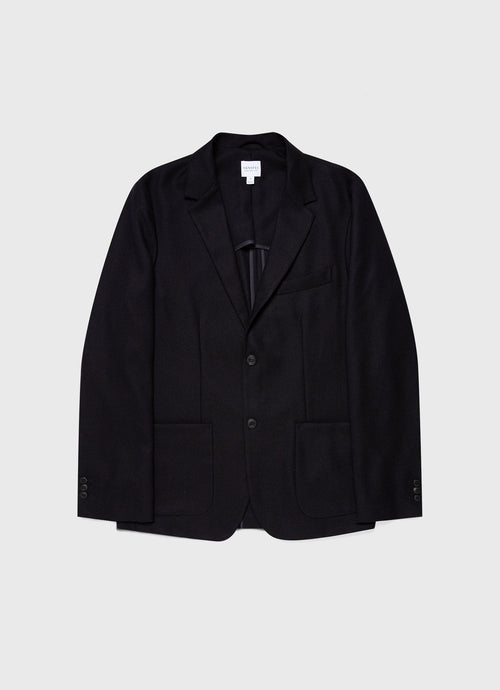 Mens Textured Wool Blazer In Navy Mjac7118 Buaa