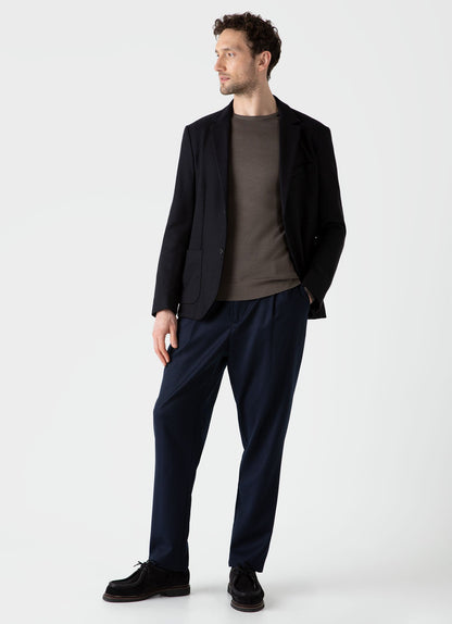 Mens Textured Wool Blazer In Navy Mjac7118 Buaa