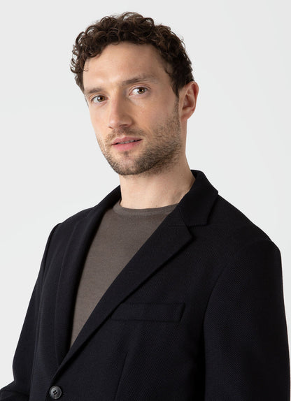 Mens Textured Wool Blazer In Navy Mjac7118 Buaa