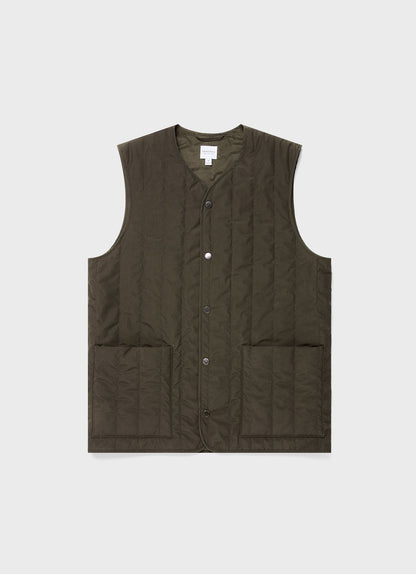 Mens Quilted Liner Gilet In Dark Olive Mjac7124 Gngw