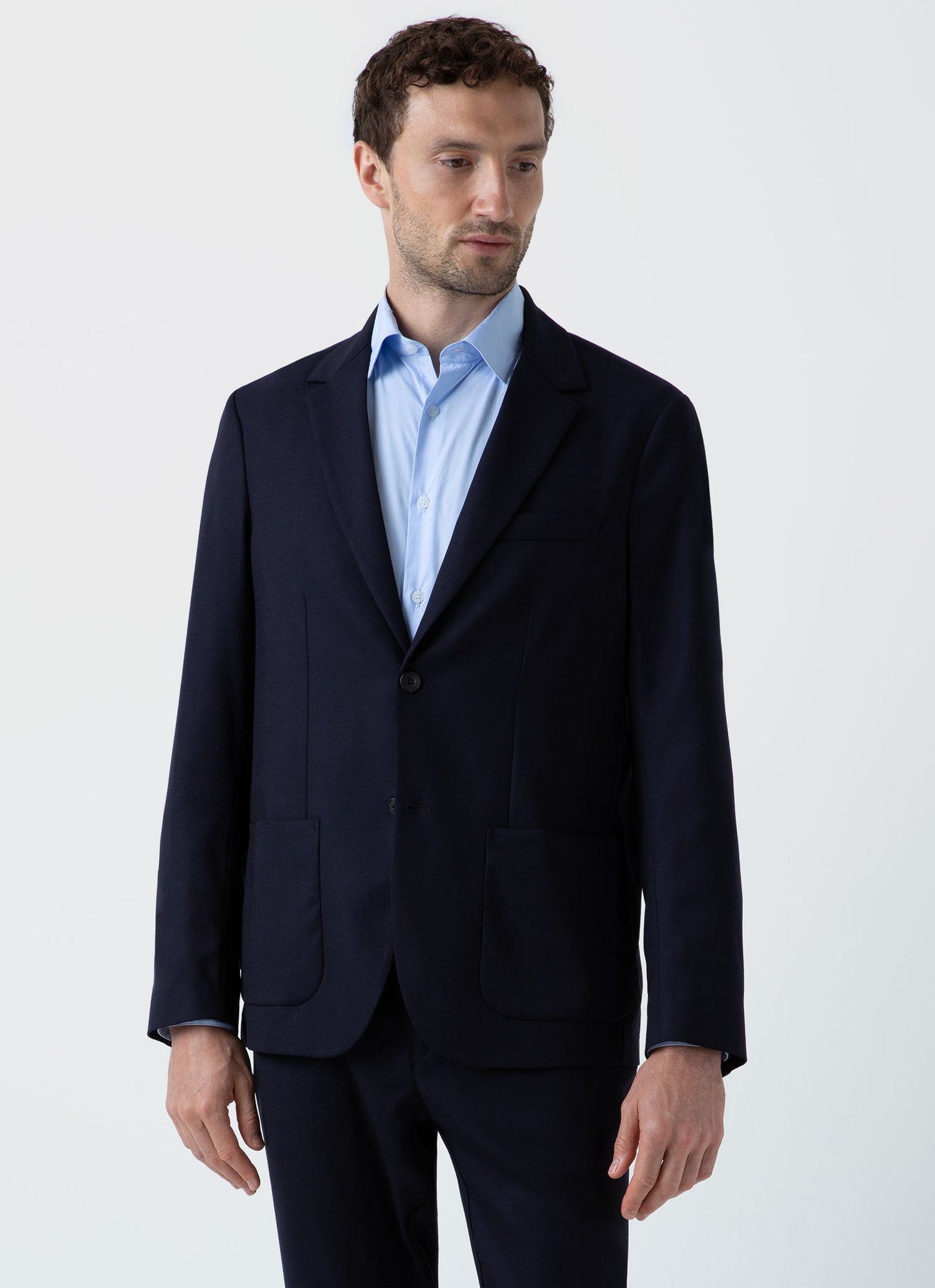 Mens Travel Wool Blazer In Navy Mjac7137 Buaa