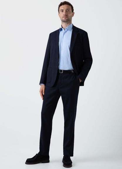 Mens Travel Wool Blazer In Navy Mjac7137 Buaa