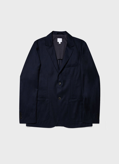Mens Wool Flannel Blazer In Navy Melange Mjac7150 Buag
