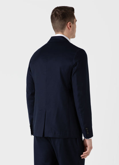 Mens Wool Flannel Blazer In Navy Melange Mjac7150 Buag