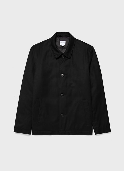 Mens Insulated Wool Jacket In Black Mjac7153 Bkaa