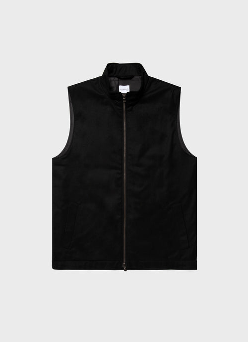 Mens Insulated Wool Gilet In Black Mjac7161 Bkaa