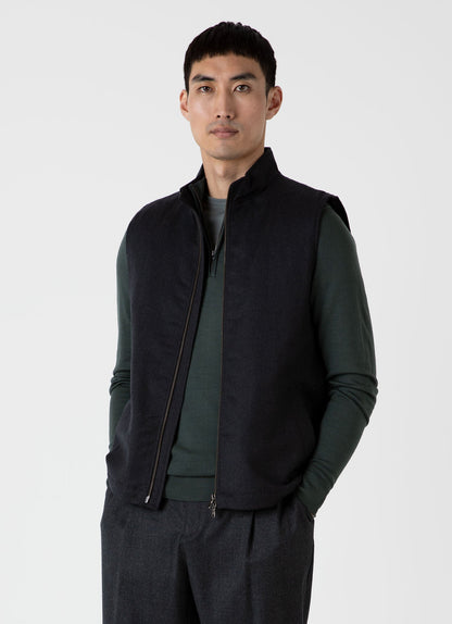 Mens Insulated Wool Gilet In Charcoal Melange Mjac7161 Gyad
