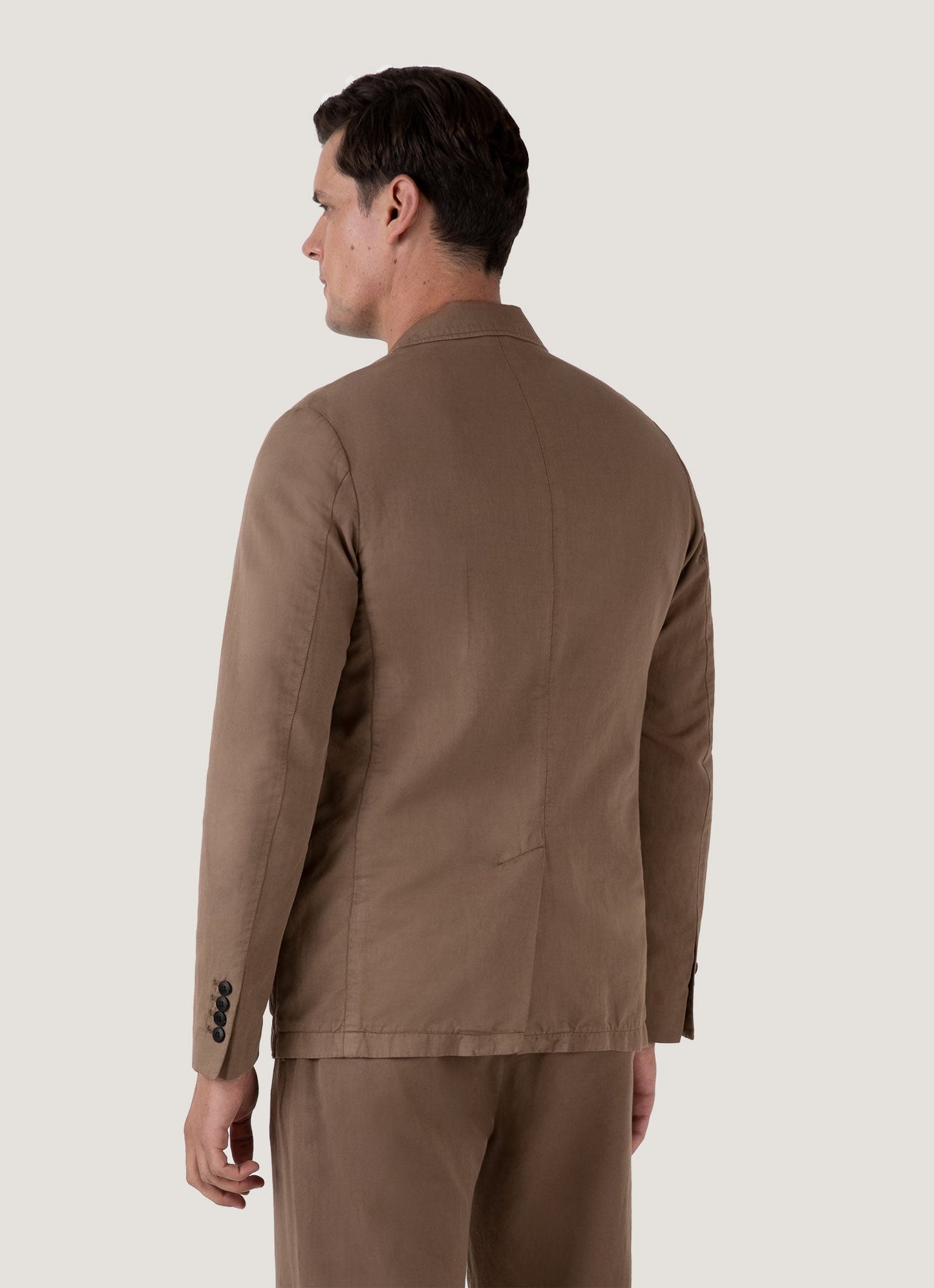 Mens Cotton Linen Unstructured Blazer In Dark Tan Mjac7185 Brdh