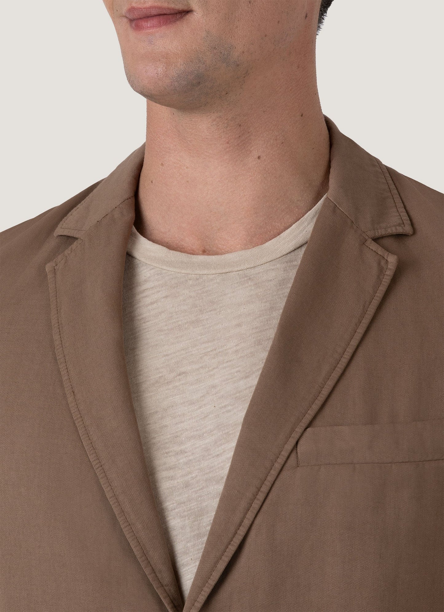 Mens Cotton Linen Unstructured Blazer In Dark Tan Mjac7185 Brdh