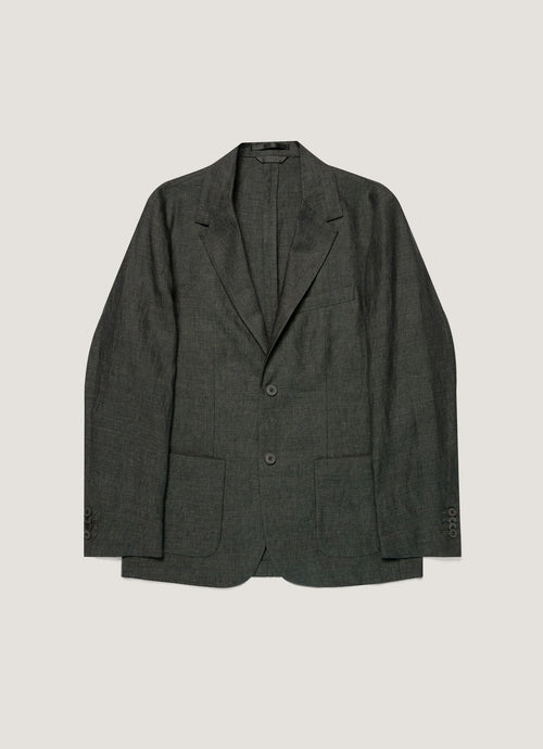 Mens Linen Blazer In Forest Mjac7186 Gnjd