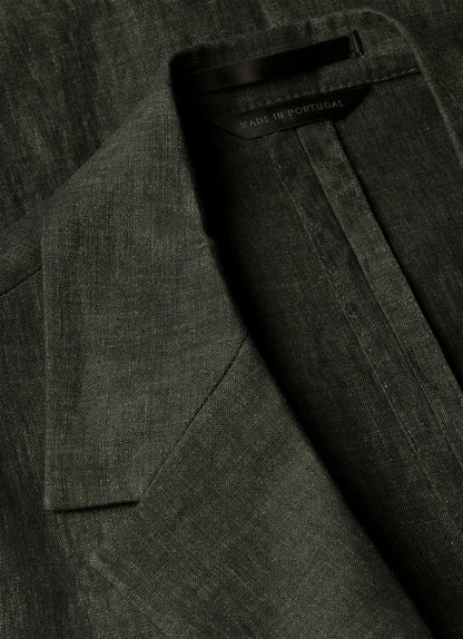 Mens Linen Blazer In Forest Mjac7186 Gnjd