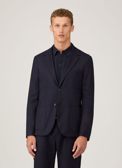 Mens Lightweight Travel Wool Blazer In Navy Mjac7197 Buaa