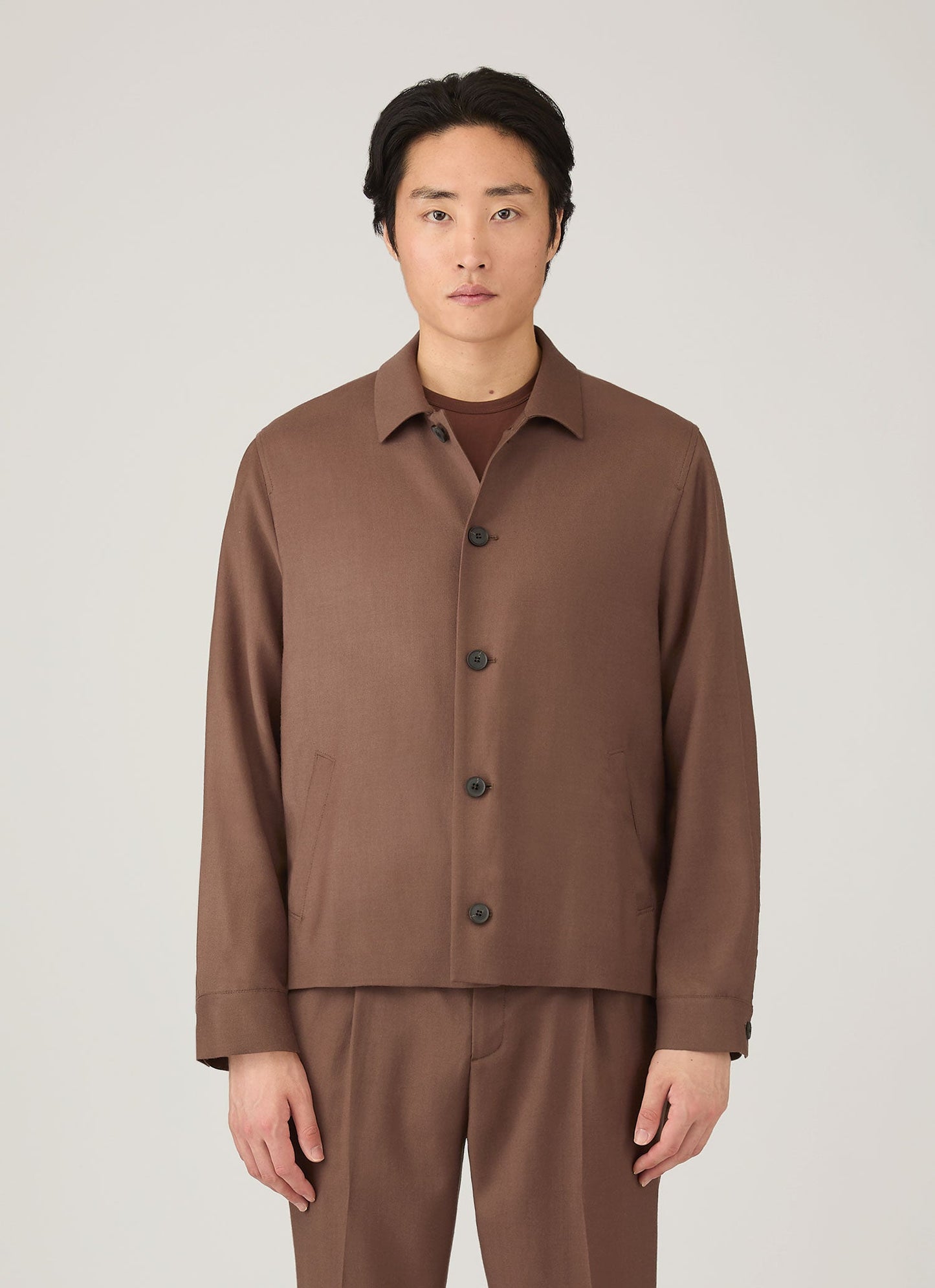 Mens Wool Twill Jacket In Light Brown Mjac7201 Brdb