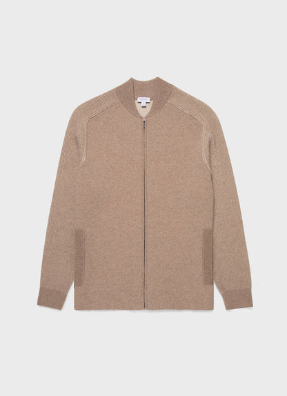 Mens Double Faced Bomber Jacket In Light Sandstone Mjac8265 Brfd