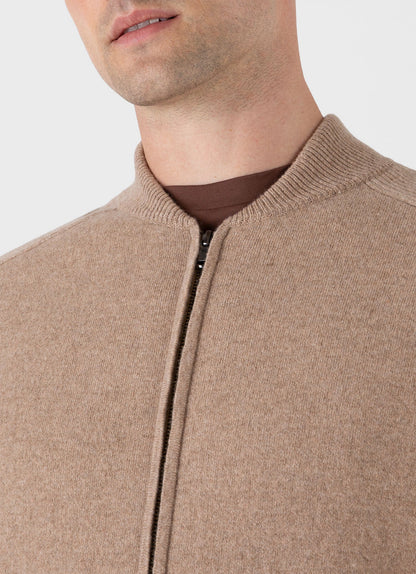 Mens Double Faced Bomber Jacket In Light Sandstone Mjac8265 Brfd