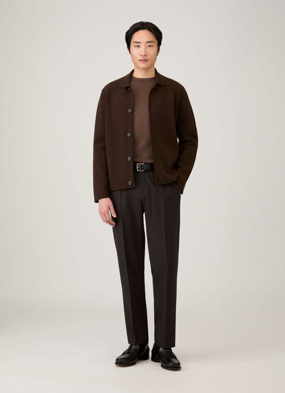 Mens Extra Fine Merino Crew Neck In Bark Mjum8058 Brgc