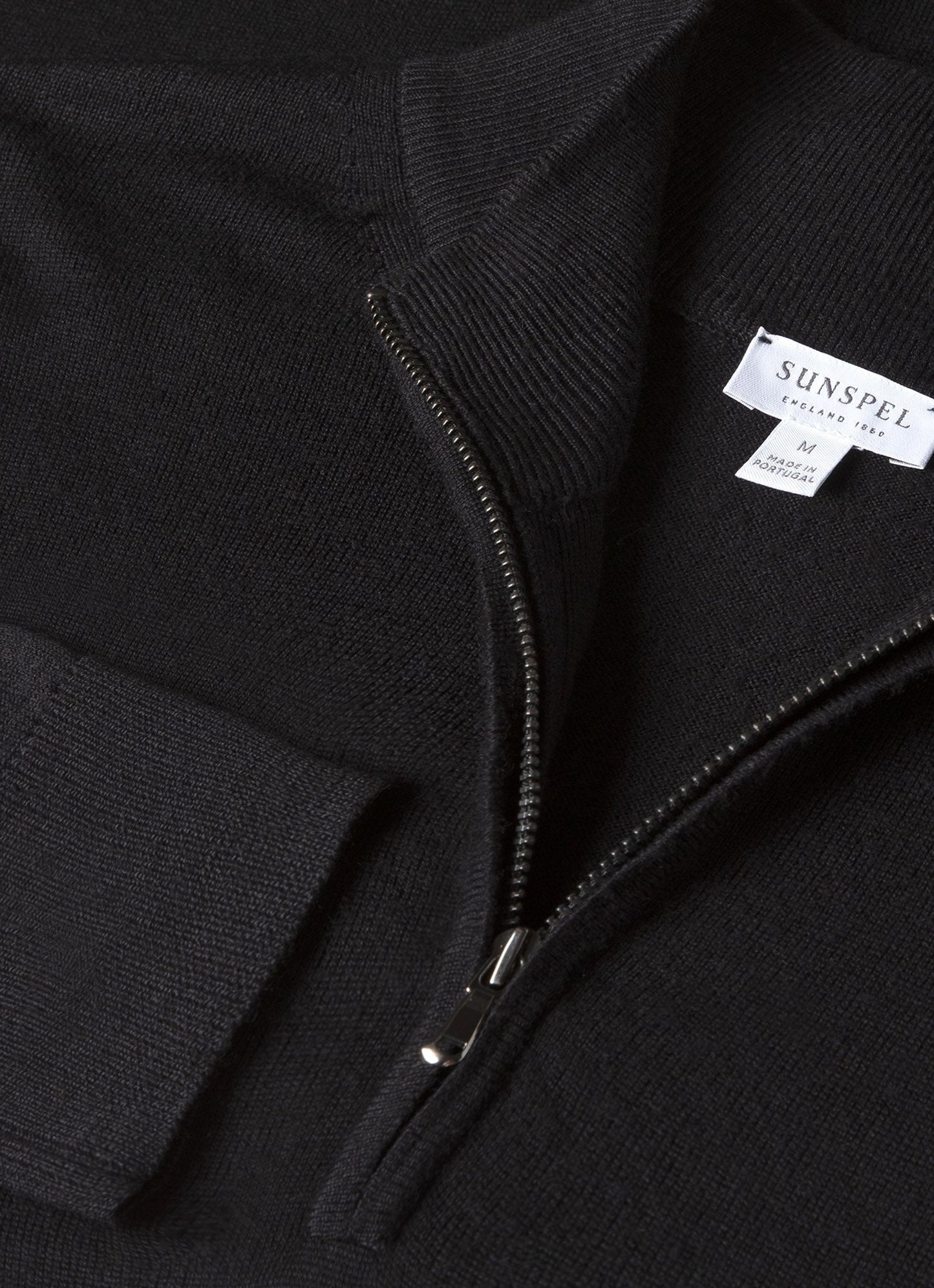 Mens Fine Merino Wool Zip Neck In Black