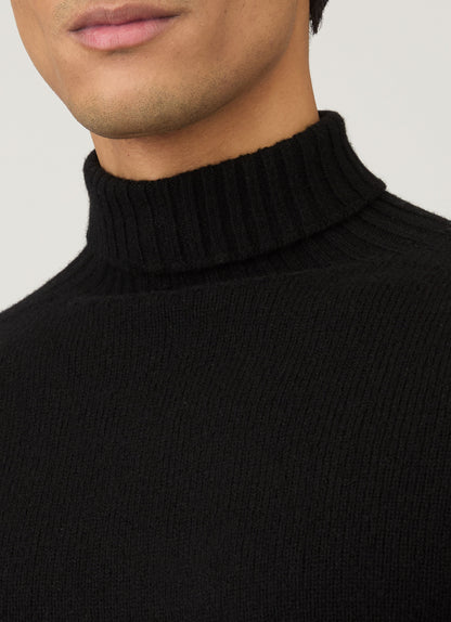 Mens Lambswool Roll Neck In Black Mjum8129 Bkaa