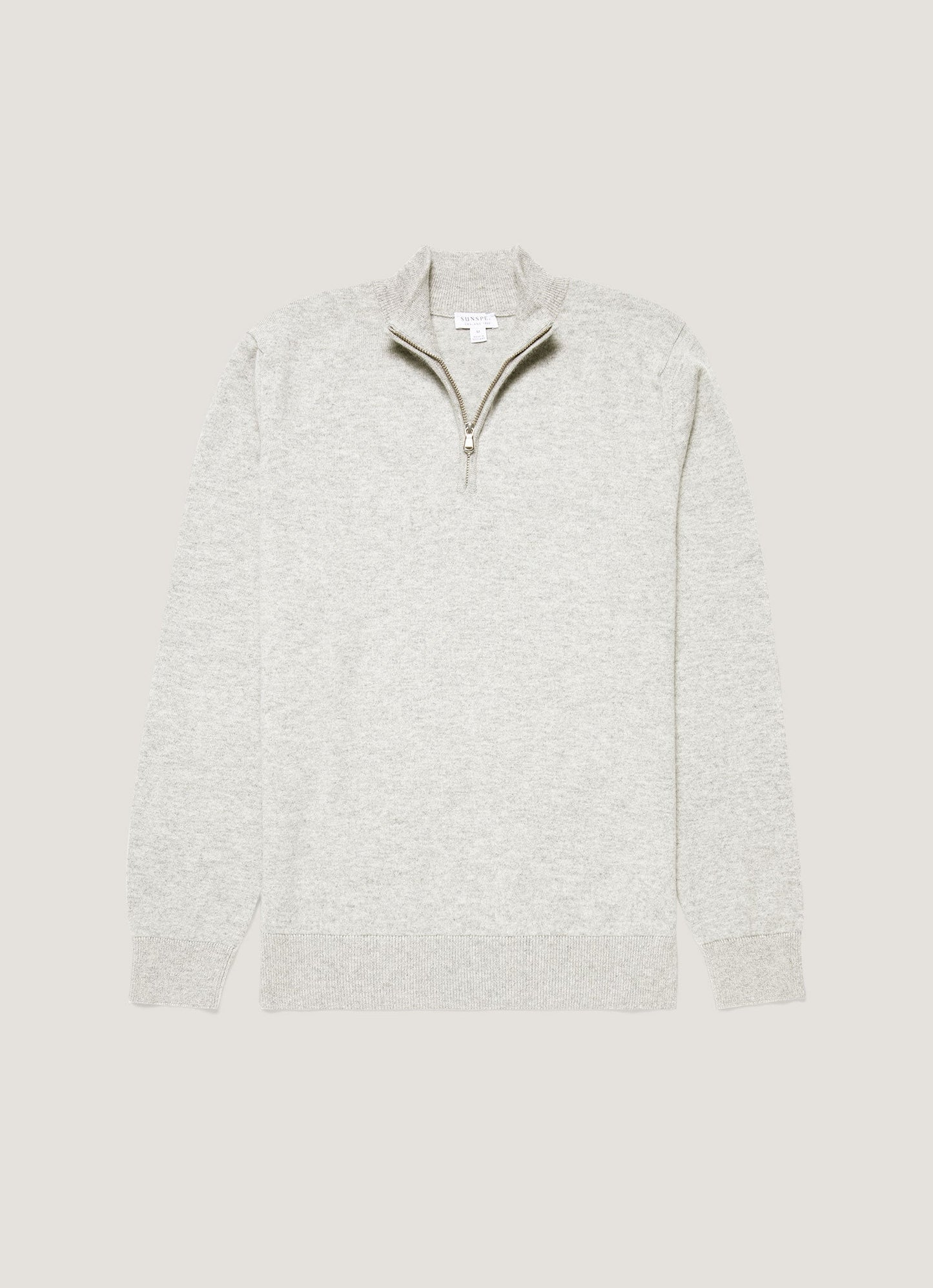 Mens Cashmere Zip Neck Jumper In Grey Melange