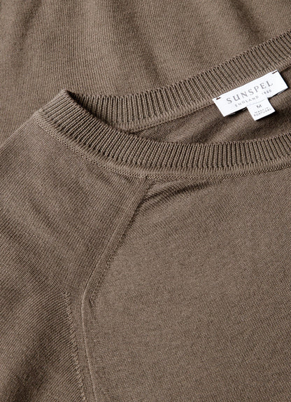 Mens Sea Island Cashmere Crew Neck Jumper In Bark Mjum8203 Brgc