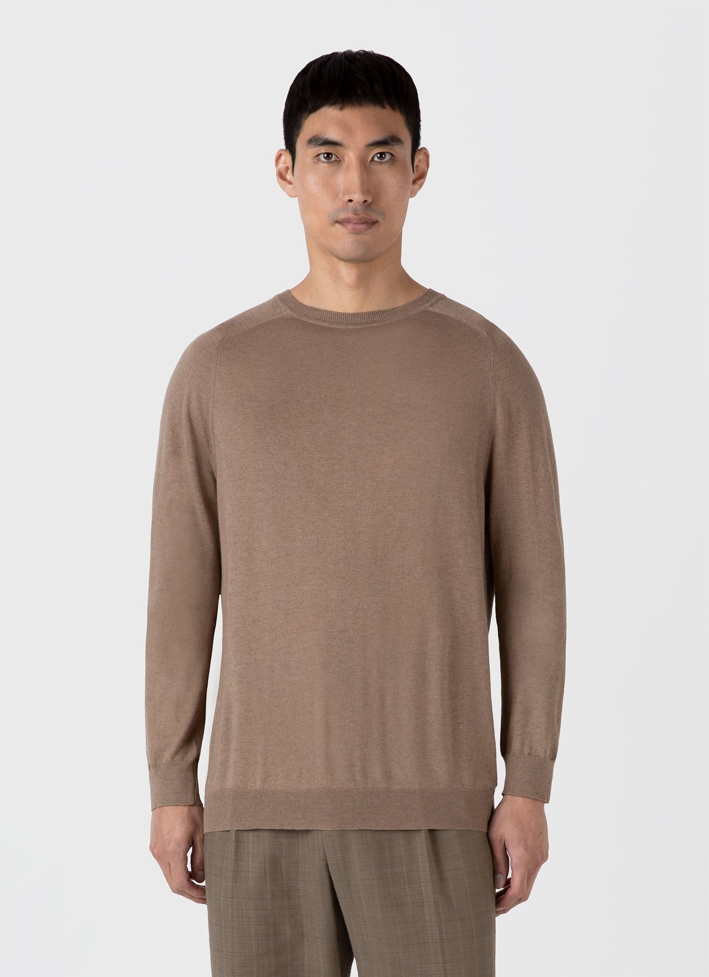 Mens Sea Island Cashmere Crew Neck Jumper In Oat Mjum8203 Whak