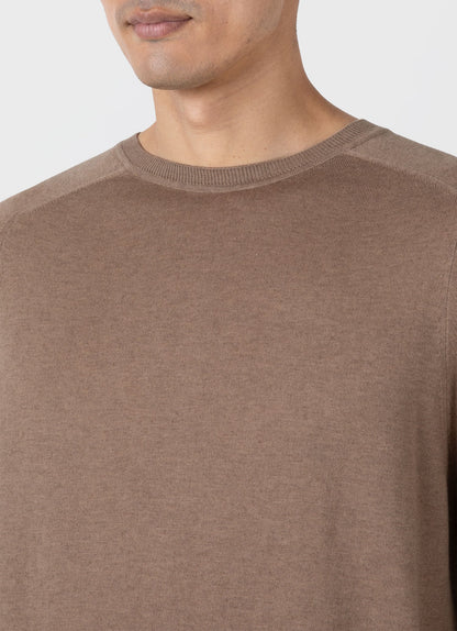 Mens Sea Island Cashmere Crew Neck Jumper In Oat Mjum8203 Whak