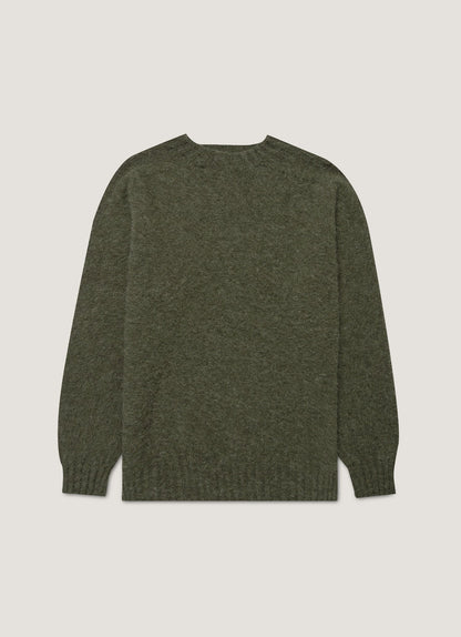 Mens Shetland Crew Neck Jumper In Sea Moss Mjum8266 Gnim