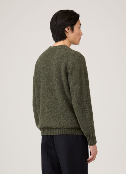 Mens Shetland Crew Neck Jumper In Sea Moss Mjum8266 Gnim