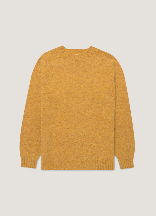 Mens Shetland Crew Neck Jumper In Saffron Mjum8266 Ylbh