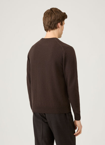 Mens Cashmere Crew Neck Jumper In Truffle Mjum8291 Brgd