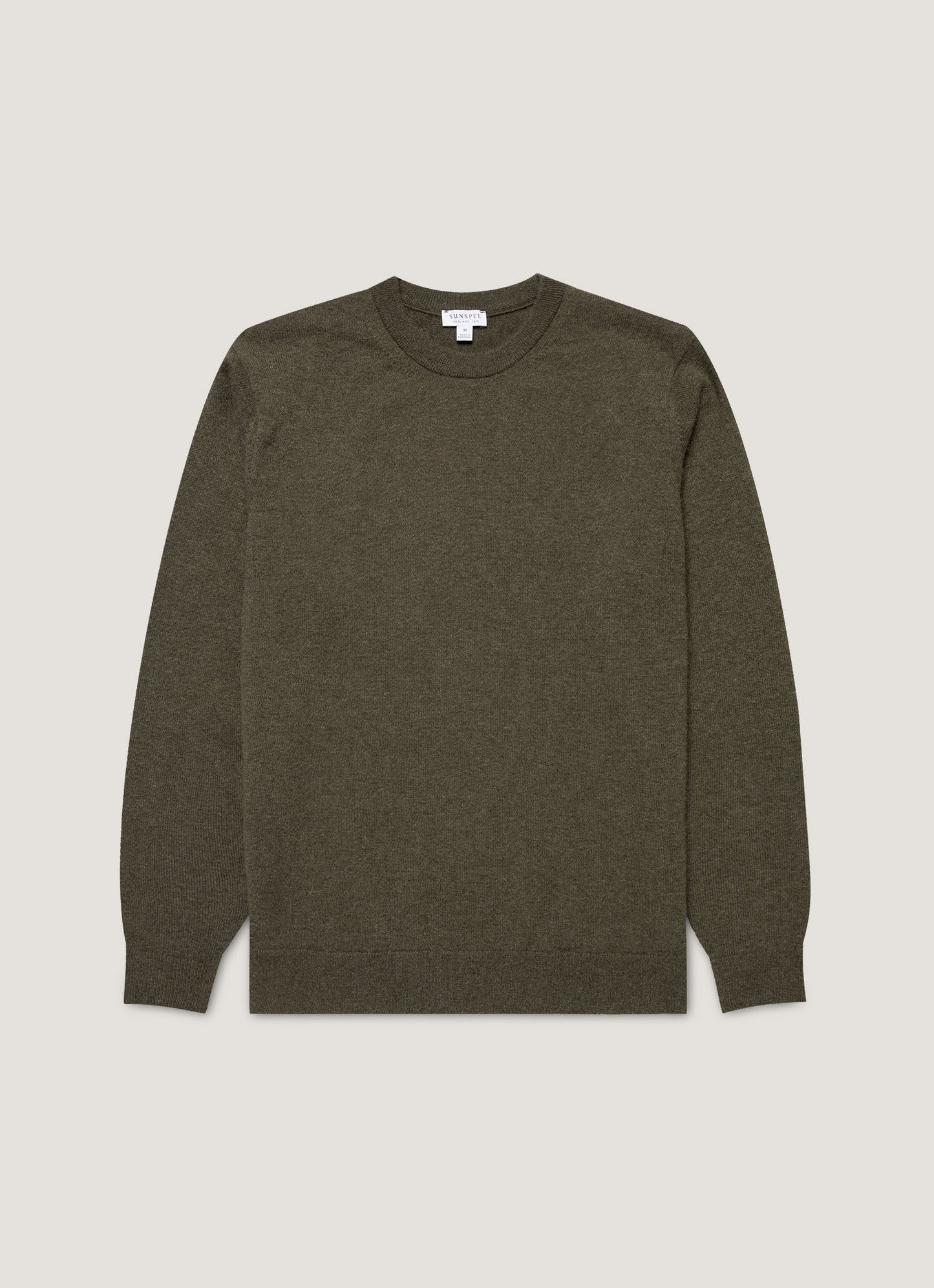 Mens Cashmere Crew Neck Jumper In Khaki Mjum8291 Gngy