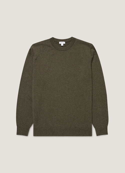 Mens Cashmere Crew Neck Jumper In Khaki Mjum8291 Gngy