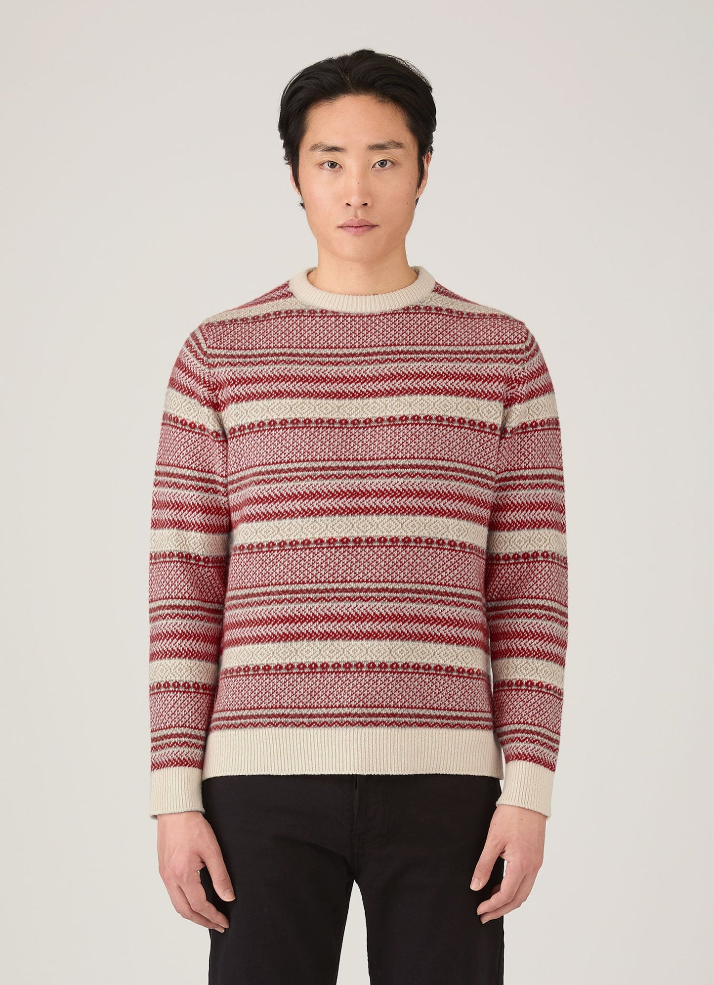 Mens Lambswool Fair Islejumper In Bright Red Mjum8321 Rdem
