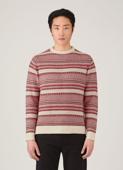Mens Lambswool Fair Islejumper In Bright Red Mjum8321 Rdem