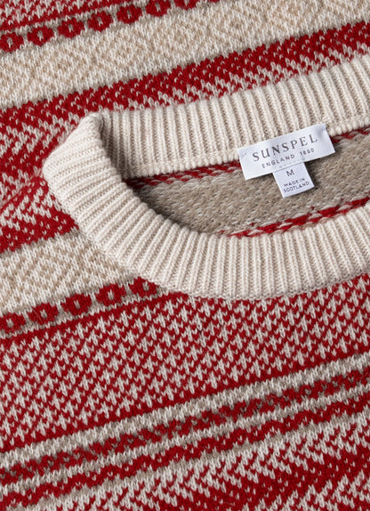 Mens Lambswool Fair Islejumper In Bright Red Mjum8321 Rdem