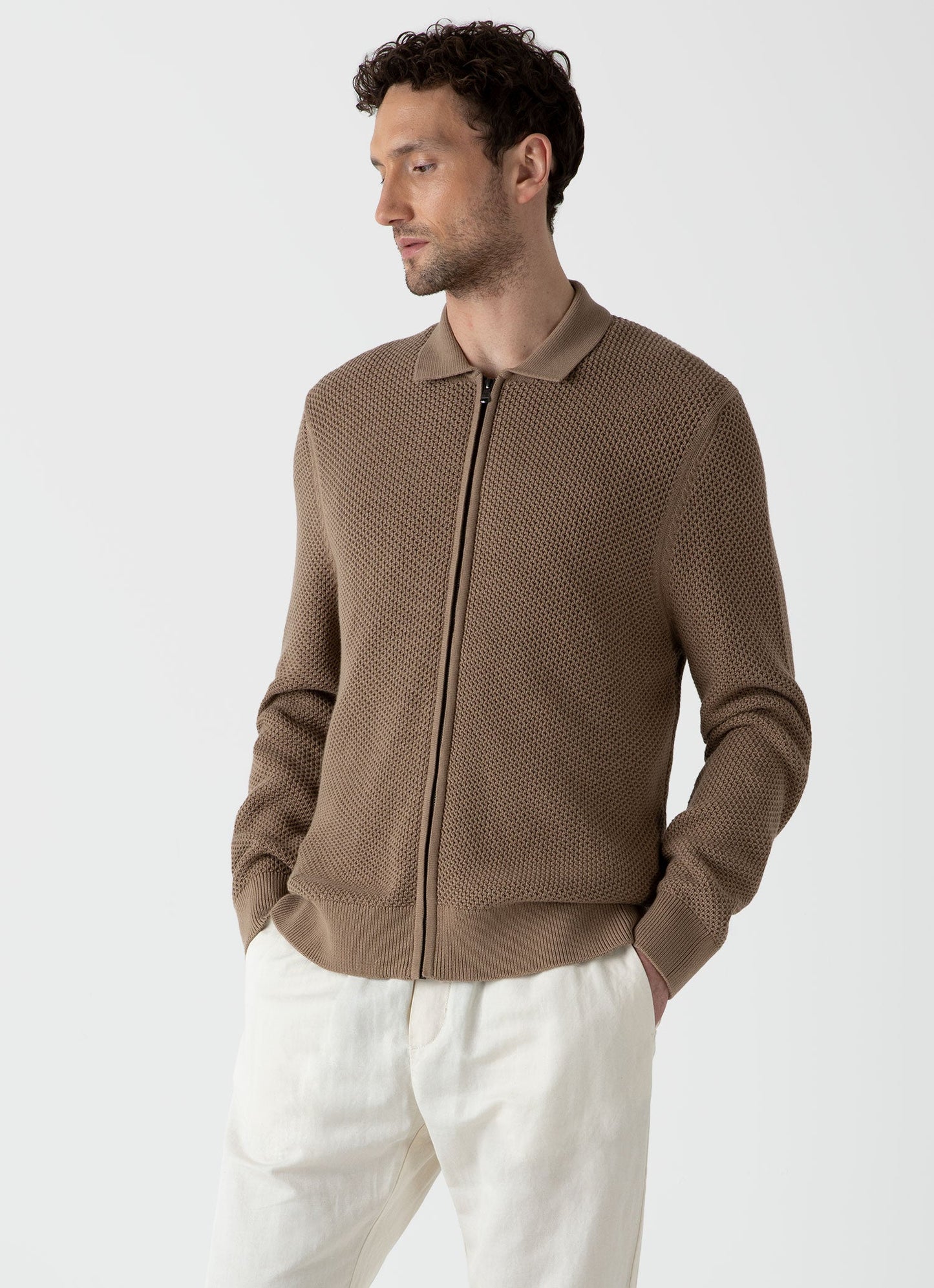 Mens Mr Porter Mesh Knit Jacket In Oat Mpmjac8206 Brer