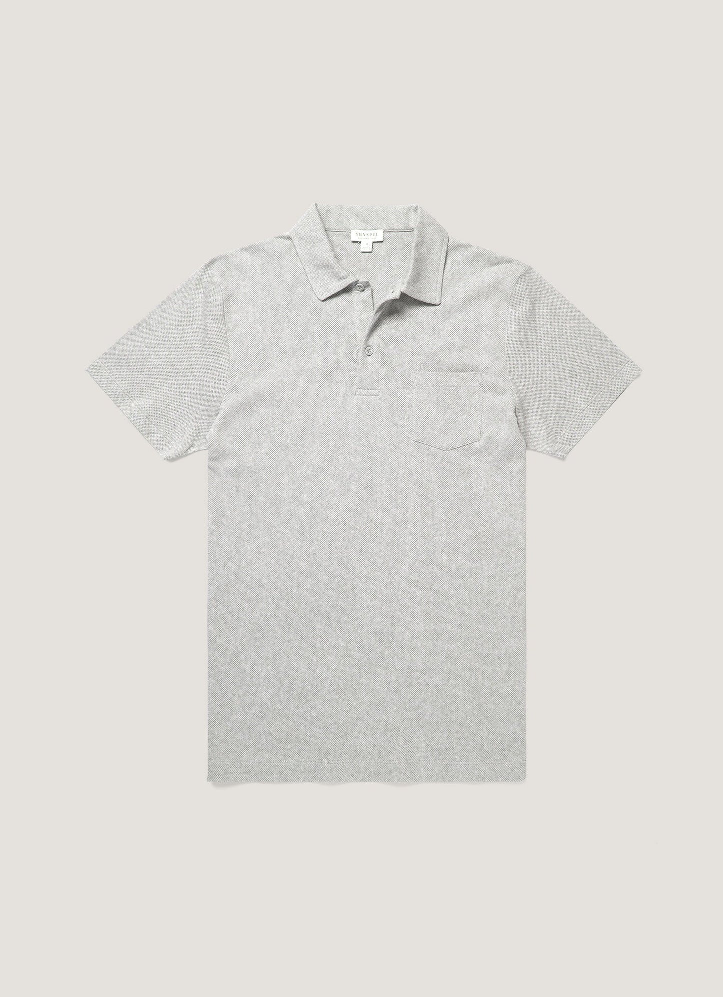 Mens Cotton Riviera Polo Shirt In Grey Melange