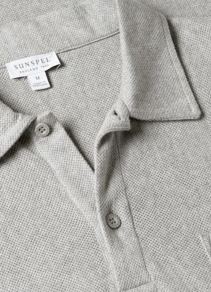 Mens Cotton Riviera Polo Shirt In Grey Melange